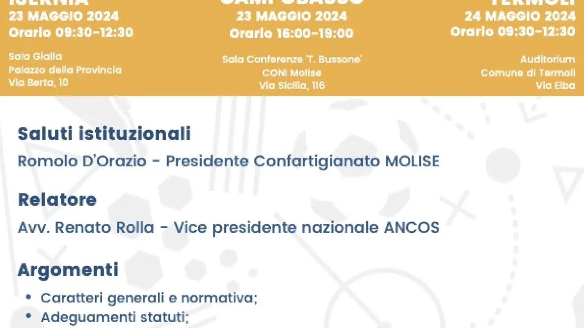 La riforma dello sport: occasione colta o mancata? Il convegno ITINERANTE di Confartigianato Molise